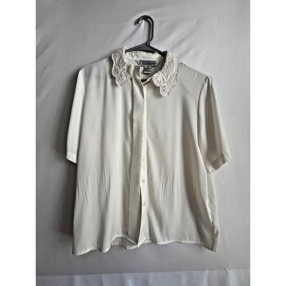 Vintage KB Lawrence Shirt Womens M Cream Button whimsical fairy Cottage Granny